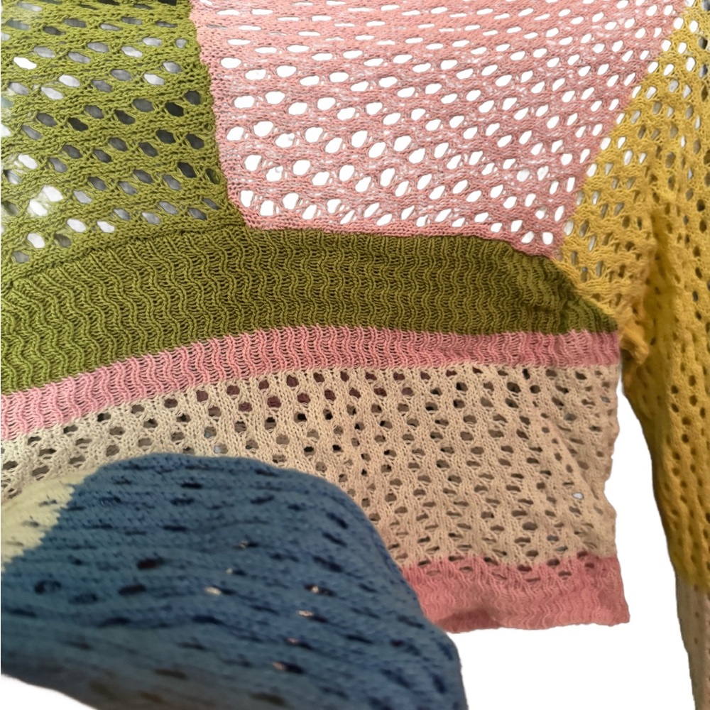 Colorful Patchwork Knit Sweater - image 6